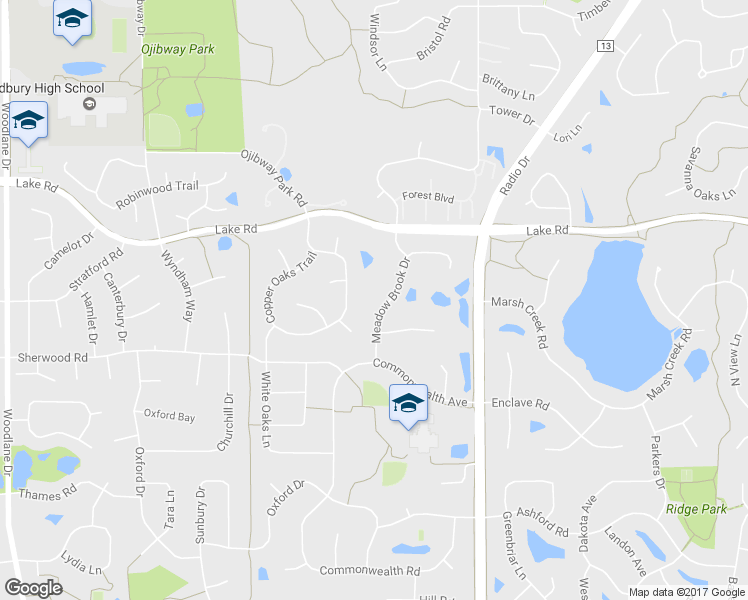map of restaurants, bars, coffee shops, grocery stores, and more near 3154 Meadow Brook Drive in Woodbury
