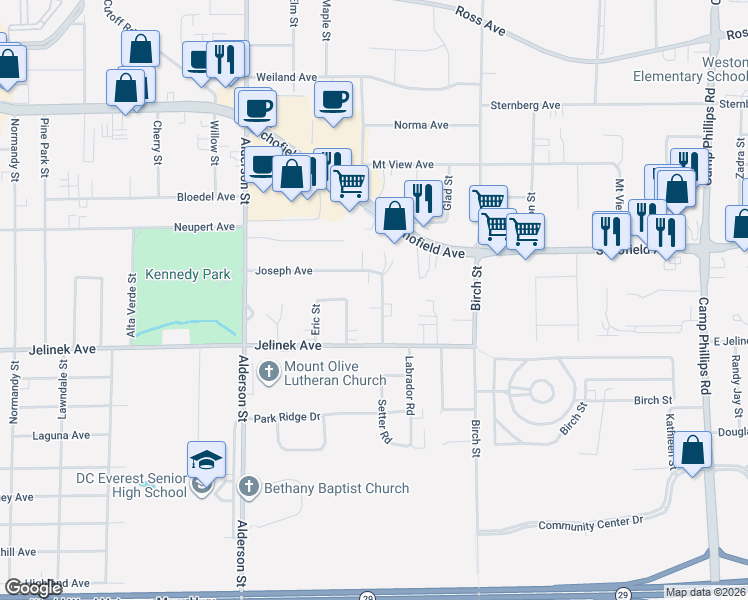map of restaurants, bars, coffee shops, grocery stores, and more near 2903 Joseph Avenue in Weston