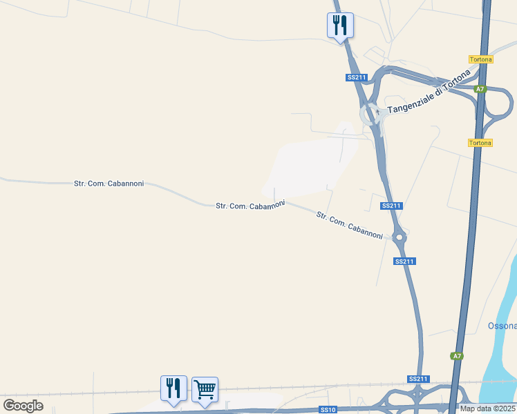 map of restaurants, bars, coffee shops, grocery stores, and more near Strada Com. Cabannoni in Tortona