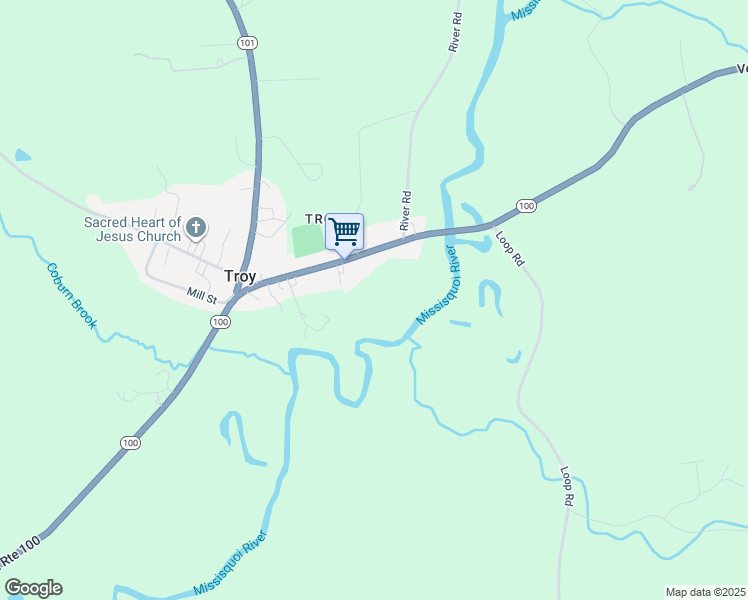 map of restaurants, bars, coffee shops, grocery stores, and more near 6529 Vermont Route 100 in Troy