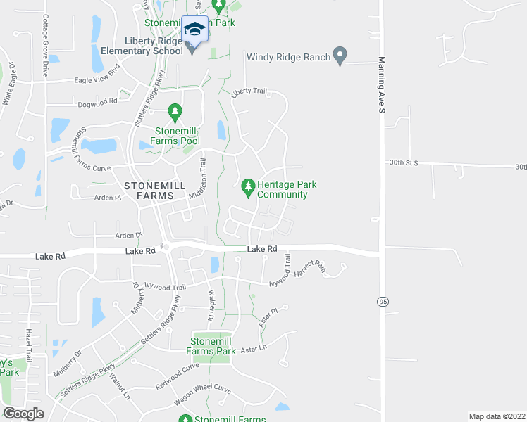 map of restaurants, bars, coffee shops, grocery stores, and more near 3102 Frontier Drive in Woodbury