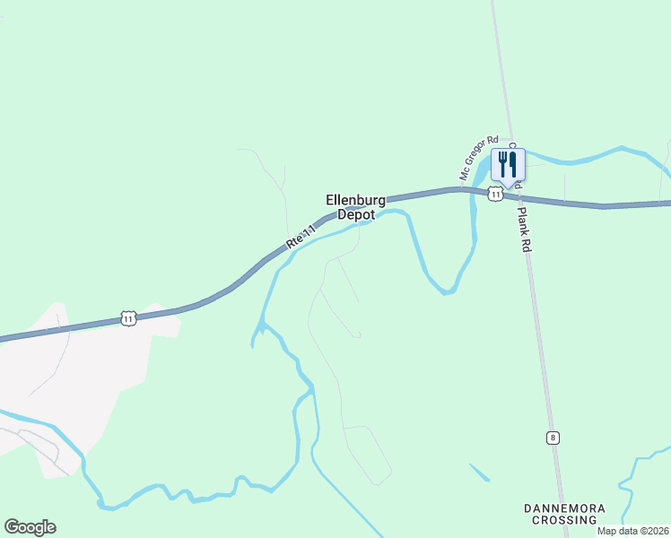 map of restaurants, bars, coffee shops, grocery stores, and more near 6 Dumas Road in Ellenburg Depot