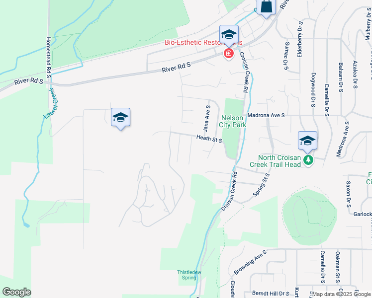 map of restaurants, bars, coffee shops, grocery stores, and more near 3635 Lachs Court South in Salem