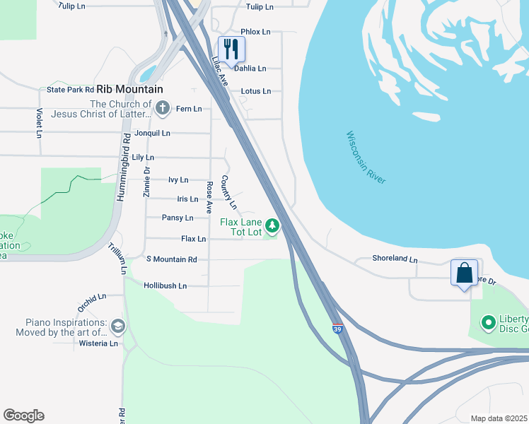 map of restaurants, bars, coffee shops, grocery stores, and more near 1000 Meadow Circle in Wausau
