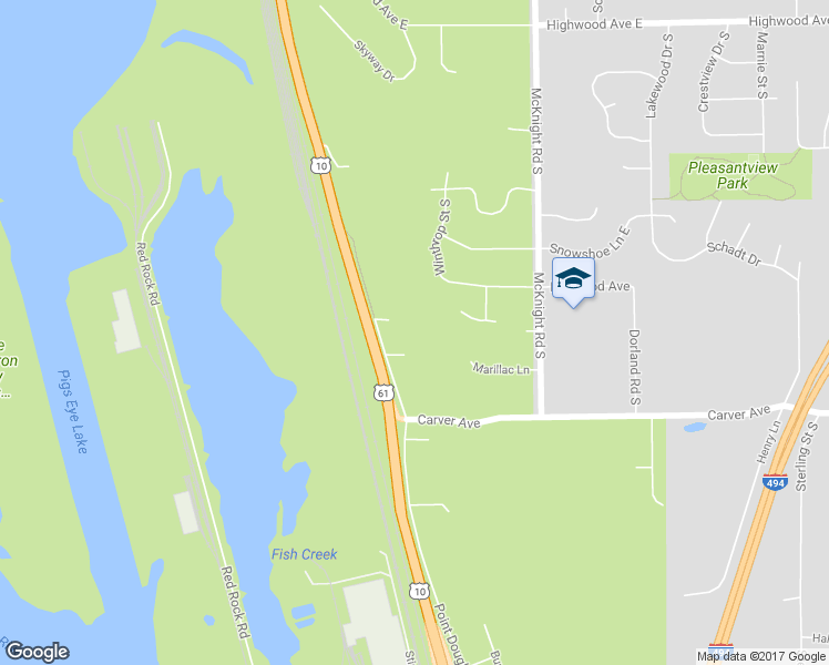 map of restaurants, bars, coffee shops, grocery stores, and more near 1264 Point Douglas Road South in Saint Paul