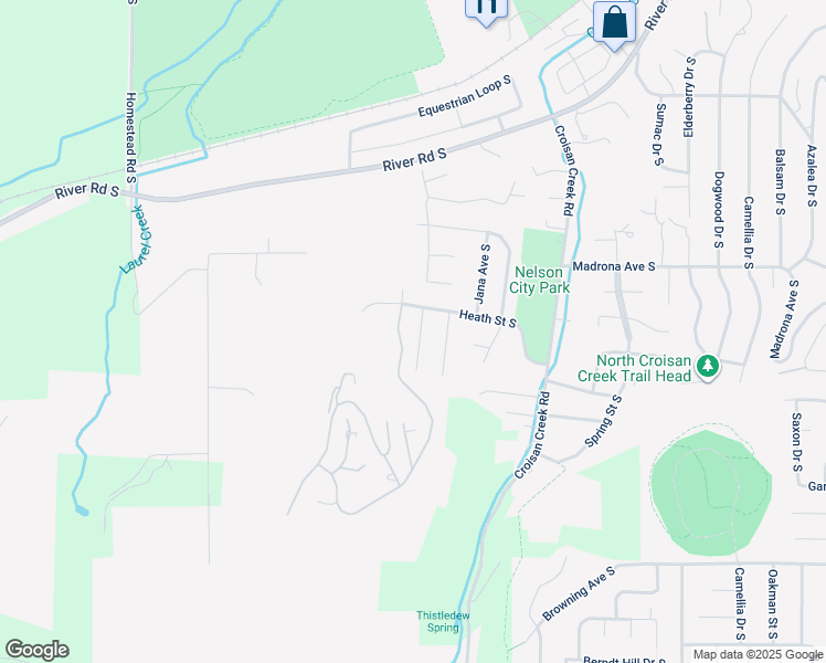 map of restaurants, bars, coffee shops, grocery stores, and more near 3633 Myrla Court South in Salem