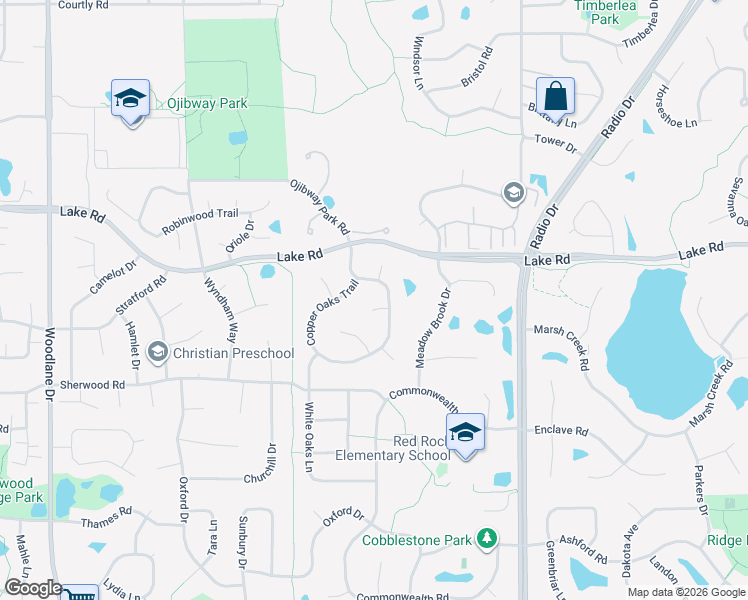 map of restaurants, bars, coffee shops, grocery stores, and more near 3048 Copper Oaks Circle in Woodbury