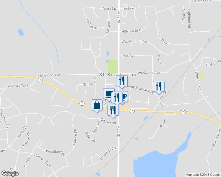 map of restaurants, bars, coffee shops, grocery stores, and more near 8833 Kennedy Memorial Drive in Saint Bonifacius