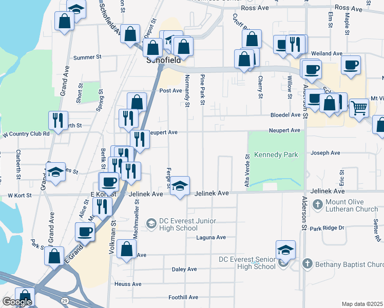 map of restaurants, bars, coffee shops, grocery stores, and more near 5811 Normandy Street in Weston