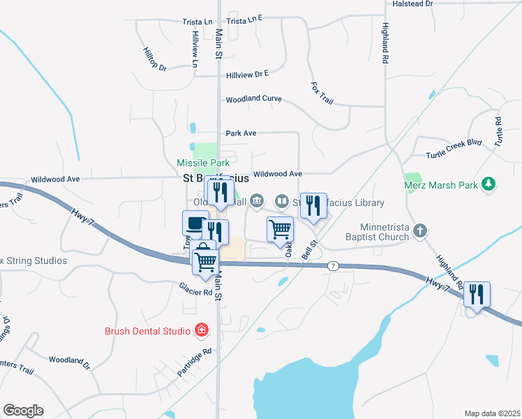 map of restaurants, bars, coffee shops, grocery stores, and more near 8668 Kennedy Memorial Drive in Saint Bonifacius
