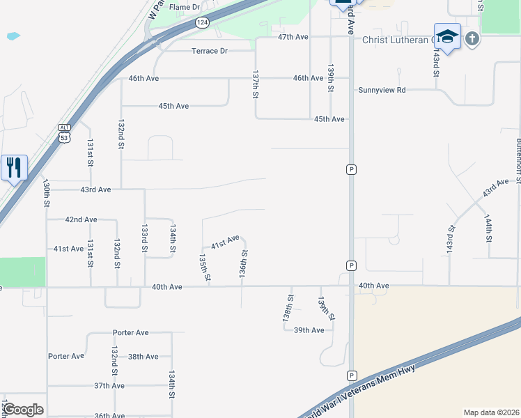 map of restaurants, bars, coffee shops, grocery stores, and more near 13656 42nd Avenue in Chippewa Falls
