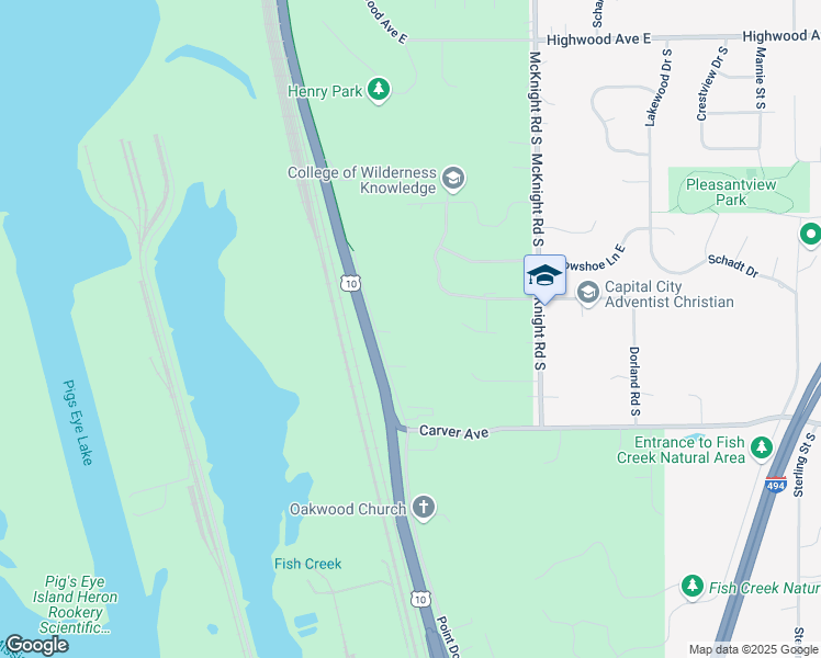map of restaurants, bars, coffee shops, grocery stores, and more near 1264 Point Douglas Road South in Saint Paul