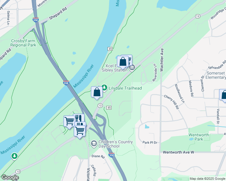 map of restaurants, bars, coffee shops, grocery stores, and more near 871 Sibley Memorial Highway in Mendota Heights