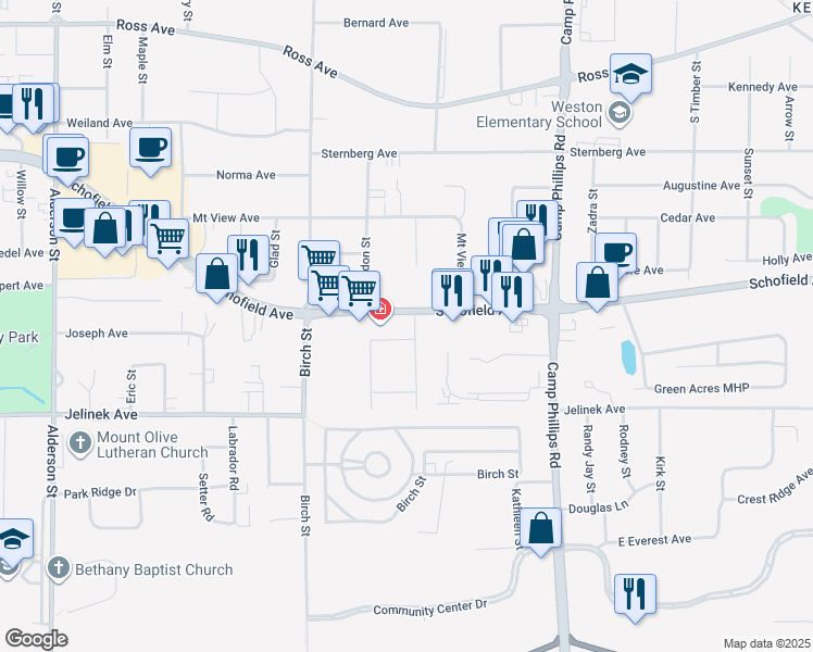 map of restaurants, bars, coffee shops, grocery stores, and more near 3511 North Krueger Avenue in Weston
