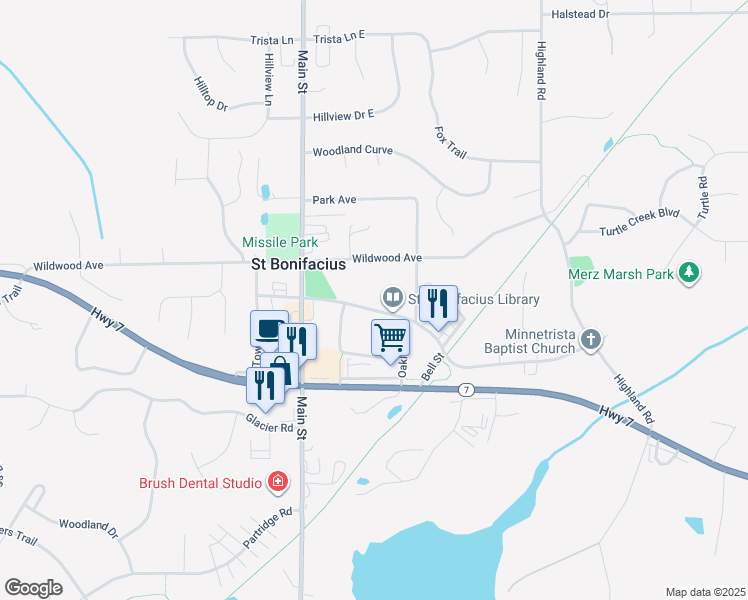 map of restaurants, bars, coffee shops, grocery stores, and more near 8639 Kennedy Memorial Drive in Saint Bonifacius