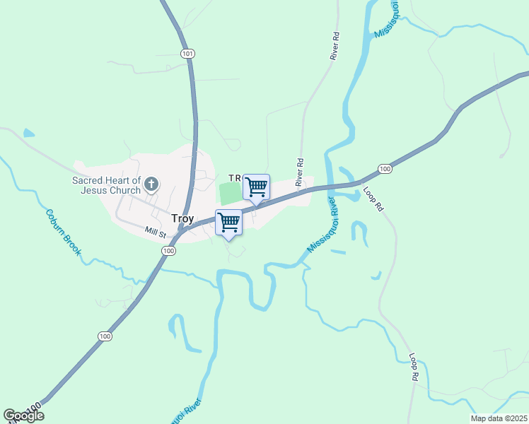 map of restaurants, bars, coffee shops, grocery stores, and more near 6529 Vermont Route 100 in Troy