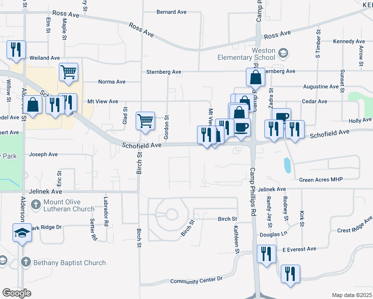 map of restaurants, bars, coffee shops, grocery stores, and more near 3511 North Krueger Avenue in Weston