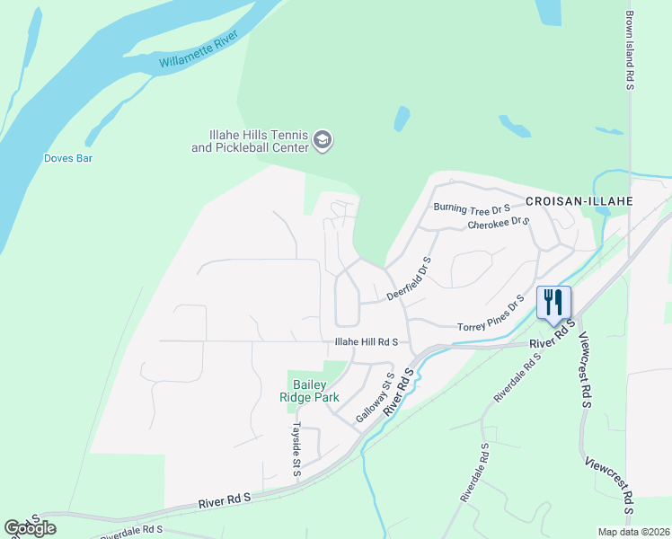map of restaurants, bars, coffee shops, grocery stores, and more near 3518 Carnoustie Lane South in Salem