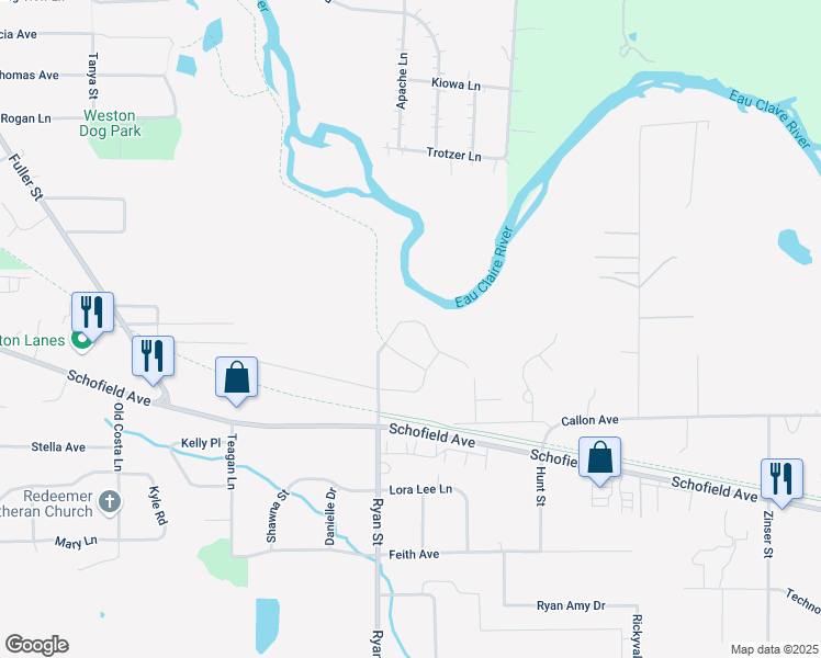 map of restaurants, bars, coffee shops, grocery stores, and more near 7203 River Trail Drive in Weston