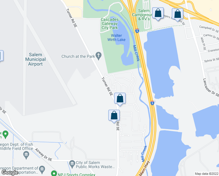 map of restaurants, bars, coffee shops, grocery stores, and more near 3100 Turner Road Southeast in Salem