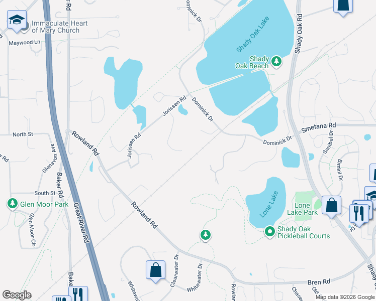 map of restaurants, bars, coffee shops, grocery stores, and more near 5479 Maple Ridge Court in Hopkins