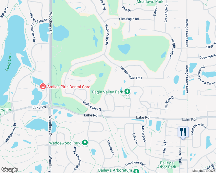 map of restaurants, bars, coffee shops, grocery stores, and more near 10428 Eagle Pointe Circle in Woodbury