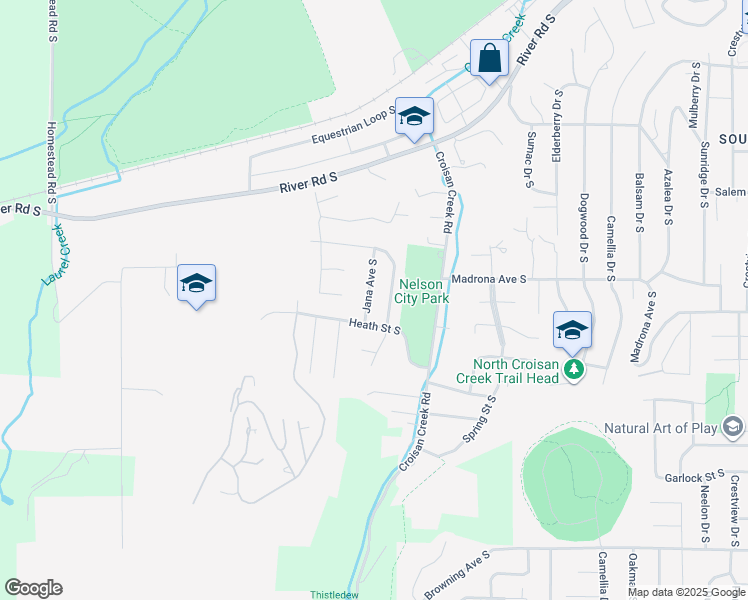 map of restaurants, bars, coffee shops, grocery stores, and more near 3504 Jana Avenue South in Salem