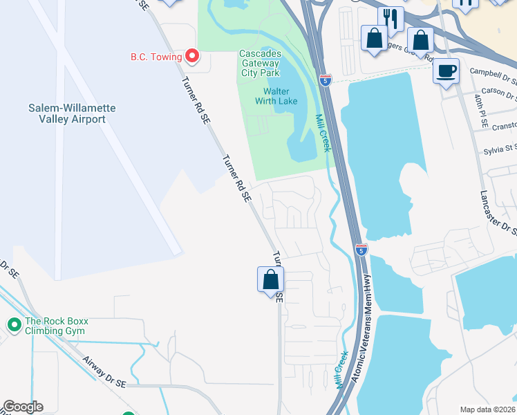 map of restaurants, bars, coffee shops, grocery stores, and more near 2690 Turner Road Southeast in Salem
