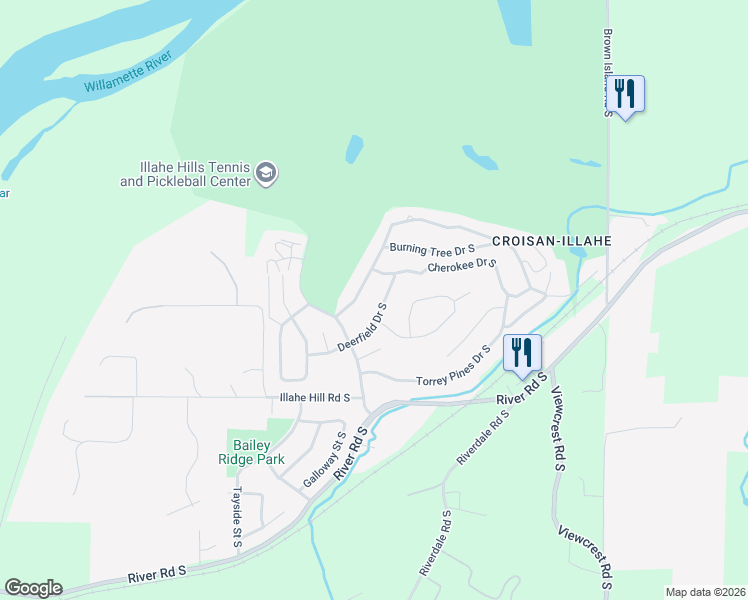 map of restaurants, bars, coffee shops, grocery stores, and more near 3455 Deerfield Drive South in Salem
