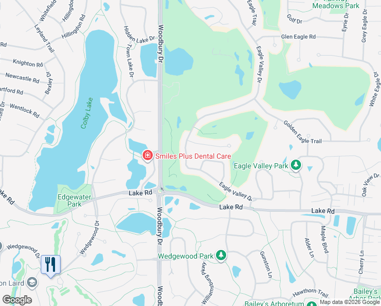 map of restaurants, bars, coffee shops, grocery stores, and more near 2875 Eagle Valley Drive in Woodbury