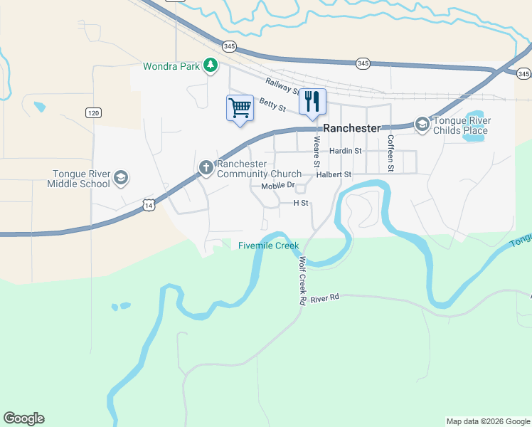 map of restaurants, bars, coffee shops, grocery stores, and more near 480 3rd Avenue West in Ranchester