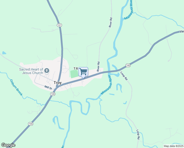 map of restaurants, bars, coffee shops, grocery stores, and more near 6502 Vermont Route 100 in Troy