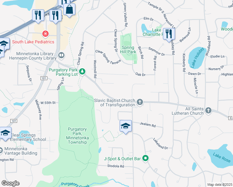map of restaurants, bars, coffee shops, grocery stores, and more near 16834 Excelsior Boulevard in Minnetonka