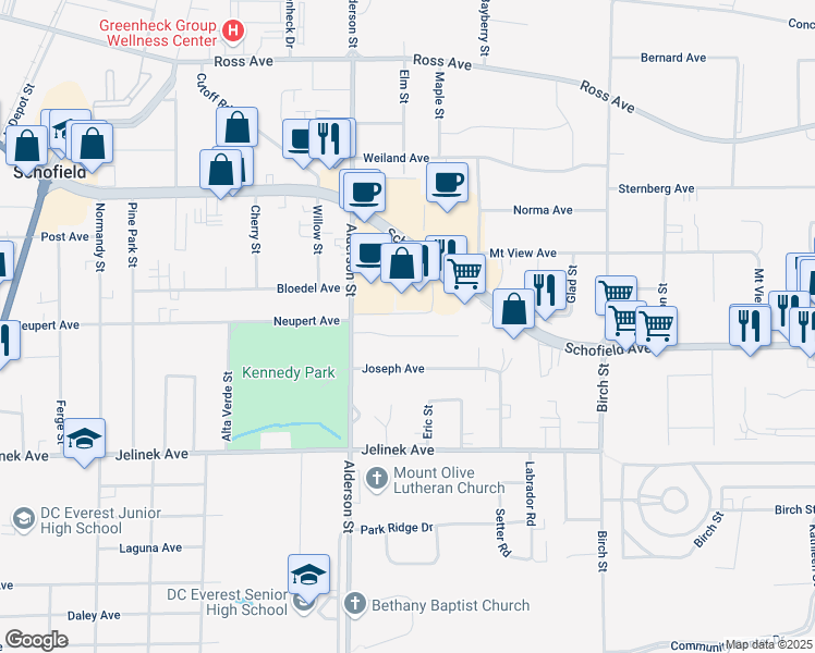 map of restaurants, bars, coffee shops, grocery stores, and more near 2610 Neupert Ave in Weston