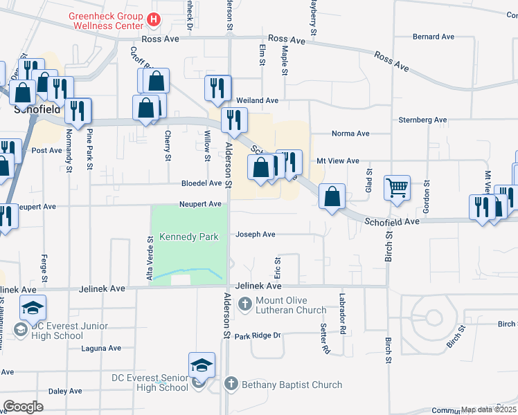 map of restaurants, bars, coffee shops, grocery stores, and more near 2610 Neupert Avenue in Weston