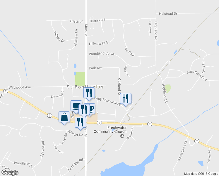 map of restaurants, bars, coffee shops, grocery stores, and more near 8625 Wildwood Avenue in Saint Bonifacius
