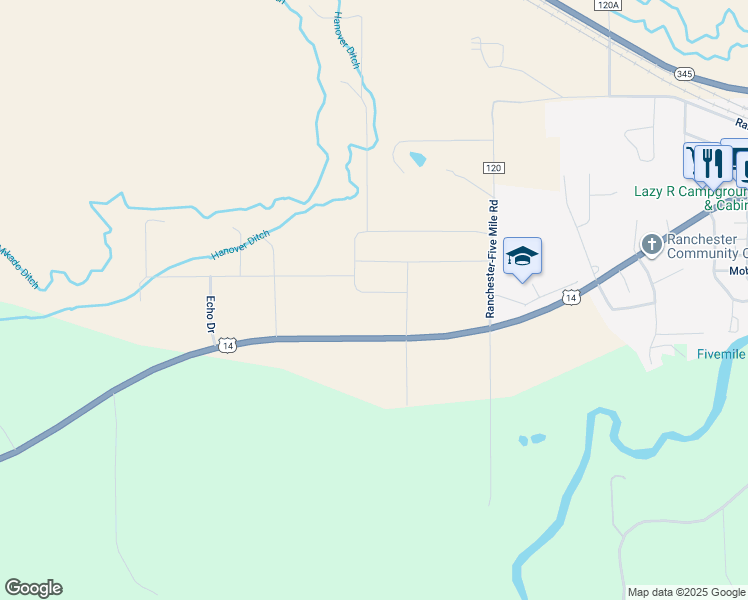 map of restaurants, bars, coffee shops, grocery stores, and more near in Ranchester