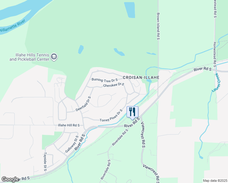 map of restaurants, bars, coffee shops, grocery stores, and more near 3482 El Dorado Loop South in Salem