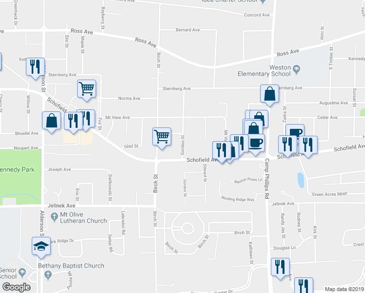 map of restaurants, bars, coffee shops, grocery stores, and more near 5702 Gordon Street in Weston
