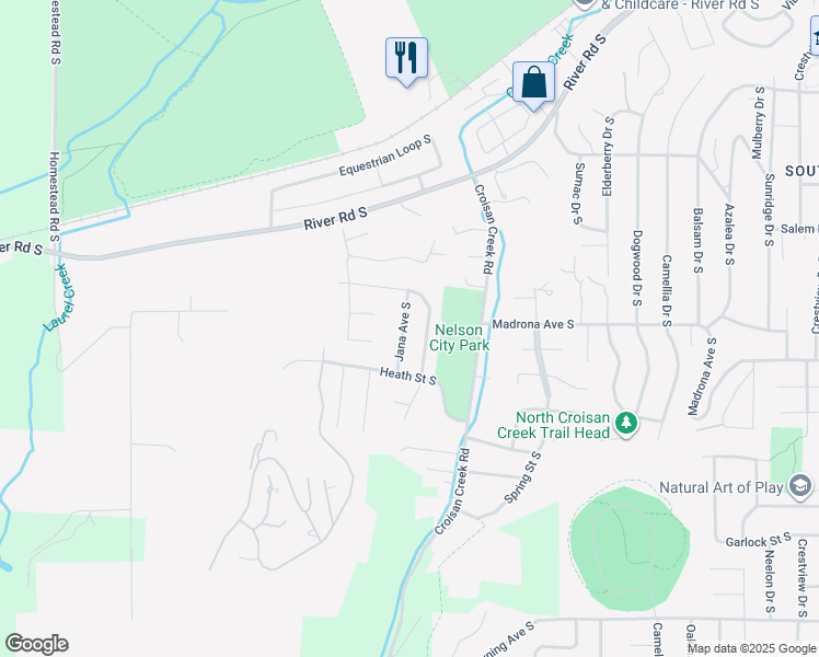 map of restaurants, bars, coffee shops, grocery stores, and more near 3504 Jana Avenue South in Salem