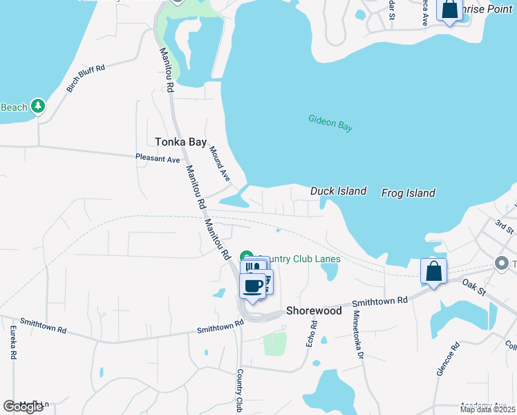 map of restaurants, bars, coffee shops, grocery stores, and more near 15 Bay Street in Excelsior