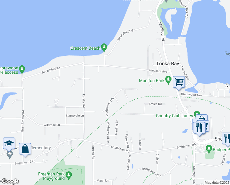 map of restaurants, bars, coffee shops, grocery stores, and more near 5440 Wedgewood Drive in Excelsior