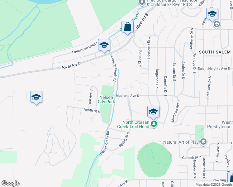 map of restaurants, bars, coffee shops, grocery stores, and more near 1975 Madrona Avenue South in Salem