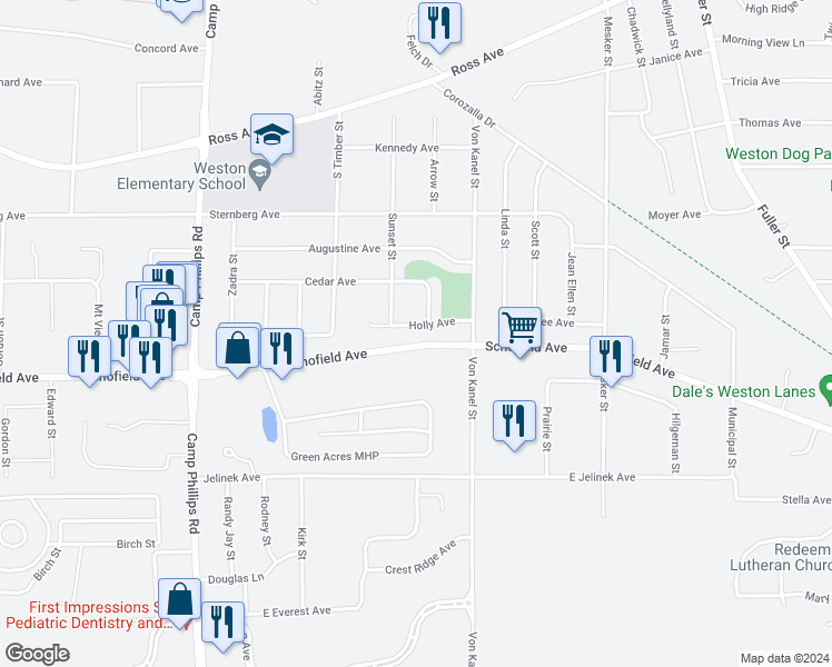 map of restaurants, bars, coffee shops, grocery stores, and more near 4611 Holly Avenue in Weston