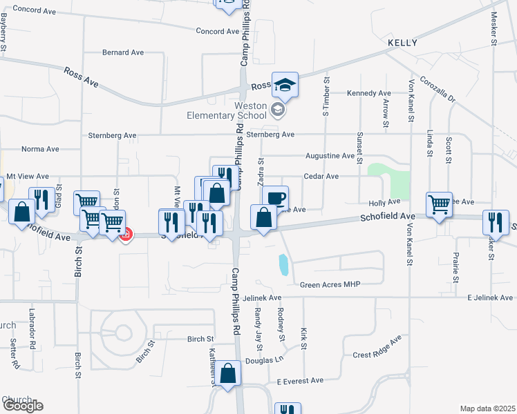 map of restaurants, bars, coffee shops, grocery stores, and more near 5506 Zadra Street in Weston