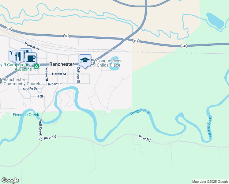 map of restaurants, bars, coffee shops, grocery stores, and more near 603 Heather Lane in Ranchester