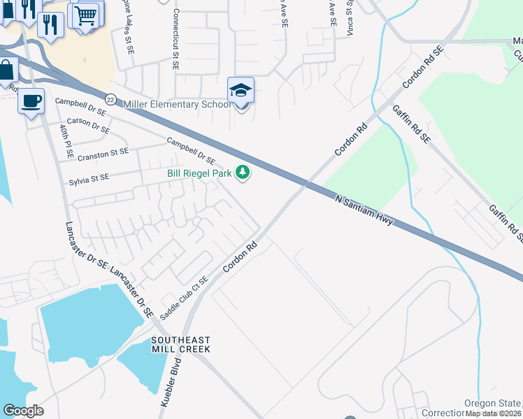map of restaurants, bars, coffee shops, grocery stores, and more near 4665 Campbell Drive Southeast in Salem