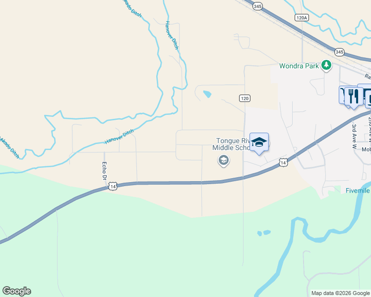map of restaurants, bars, coffee shops, grocery stores, and more near 2 Wondra Avenue in Ranchester