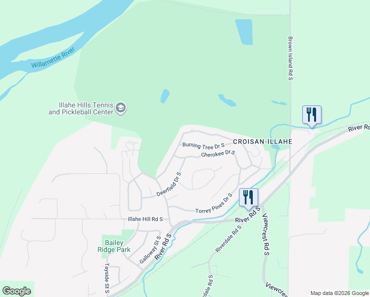 map of restaurants, bars, coffee shops, grocery stores, and more near 3691 Augusta National Drive South in Salem