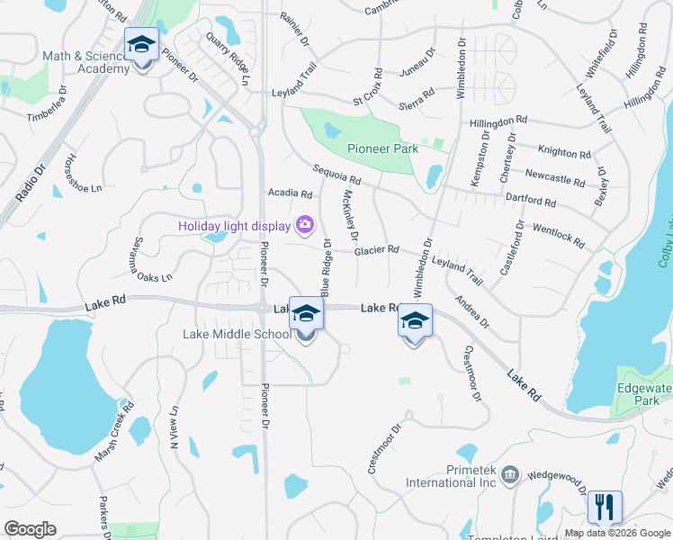 map of restaurants, bars, coffee shops, grocery stores, and more near 2898 McKinley Drive in Woodbury